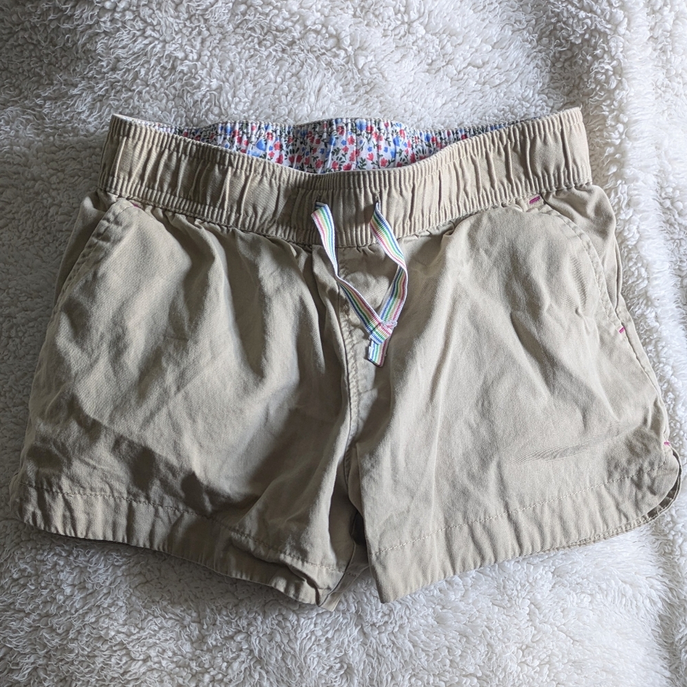 Lands End Kids Khaki Shorts Elastic Waist Pull-On Girls Shorts with Pockets